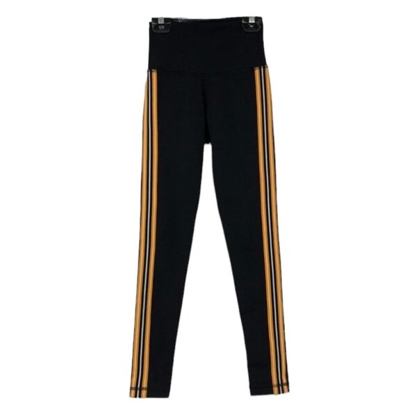 TNA Aritzia Atmosphere leggings solid  black with yellow side stripes XXS - Picture 1 of 13